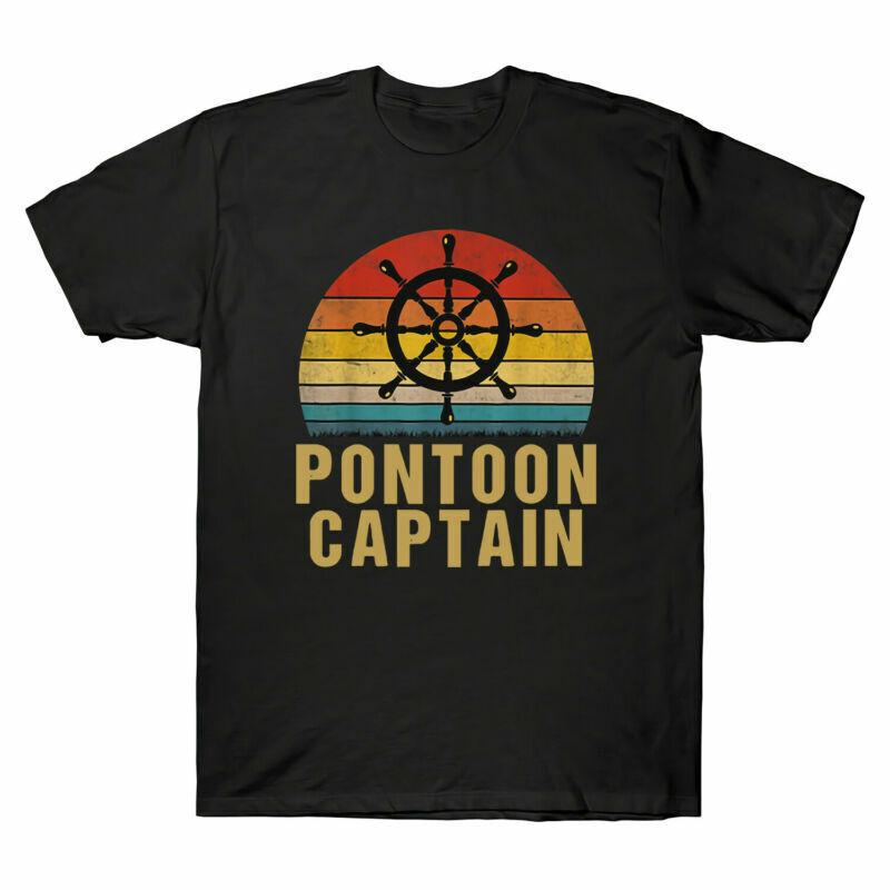 Tee Captain Unisexs Tshirt Pontoon Vintage Pontoon Cotton Retro Boat Accessories S