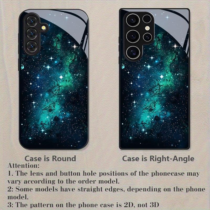 Nebula and Star Pattern Glass Tempered Phone Case Suitable for Samsung Galaxy S26 S25 S24 S22 S21 S20 FE/Ultra/Plus Hard Case