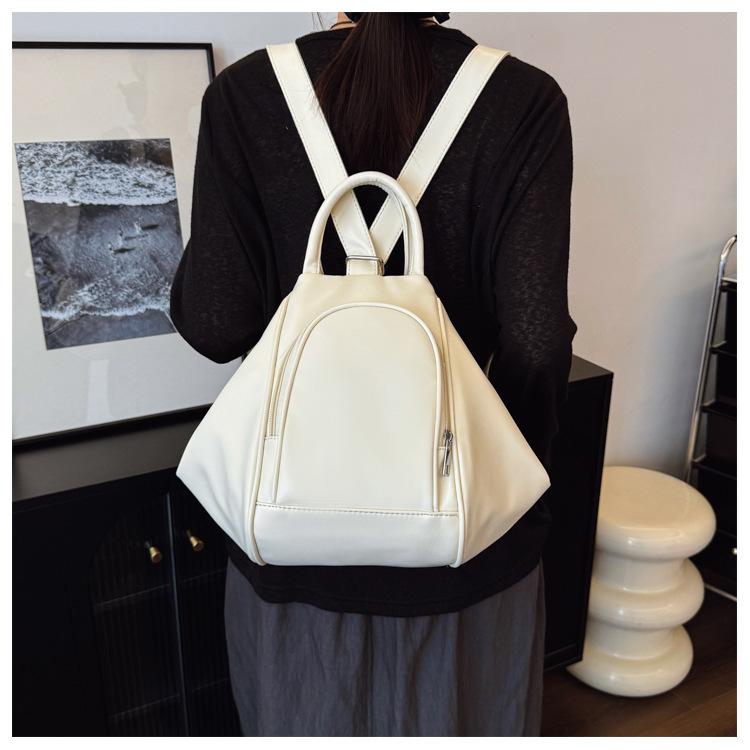 Women's Convertible PU Leather Backpack, Fashion Triangle Tote Bag, Multi-functional Casual Daypack