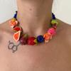 Layered Necklace Bracelet Set Colorful Beads Fruits Bracelet Beaded Clavicle Chain  Spring/Summer