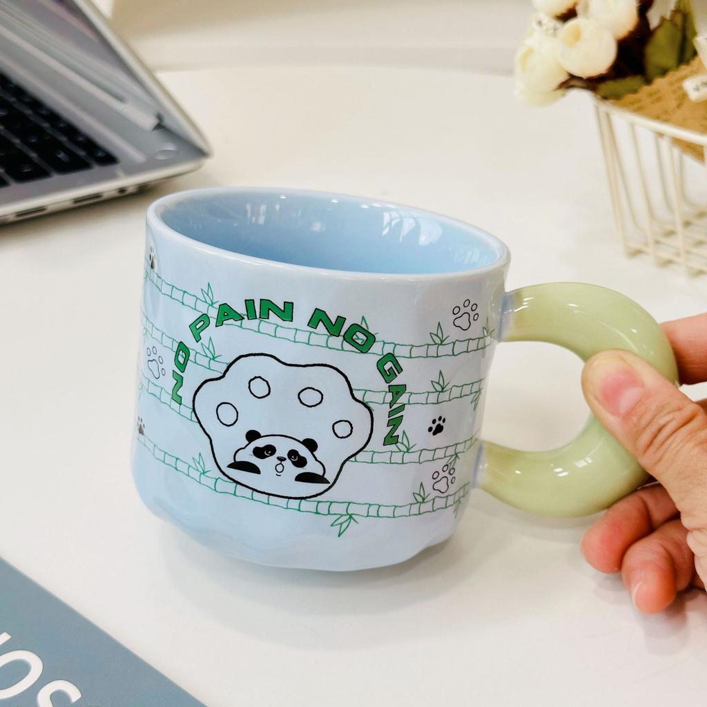 Personalized Little Panda with Lid Cute Cartoon Ceramic Cup High Looking Girl Mug Small Gift Box Set Water Cup