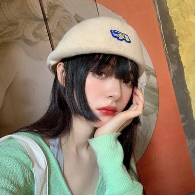 Koreansk Beret i Ny Ull for Kvinners Vår- og Høststil Britisk Retro Malerhatt Trendfremover Hattbruk Høst og Vinter