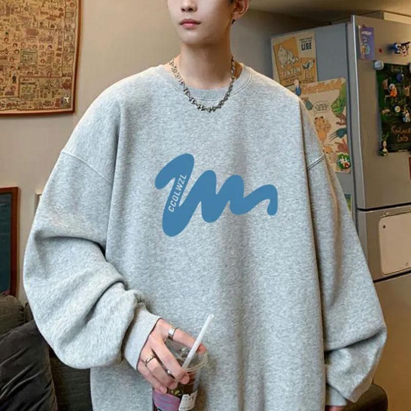 

Мужской свитшот из чистого хлопка 2025 Осень Зима Вельветовый Новый Модный Бренд Мужская Куртка-Пуловер S серый