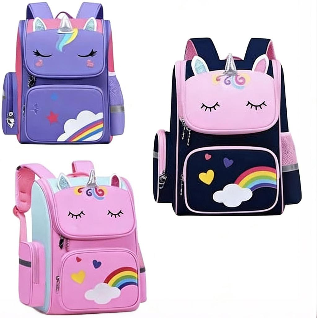 Kids Purple Backpack Large Capacity Waterproof Lightweight 37x24x12cm Multiple Pockets Violet