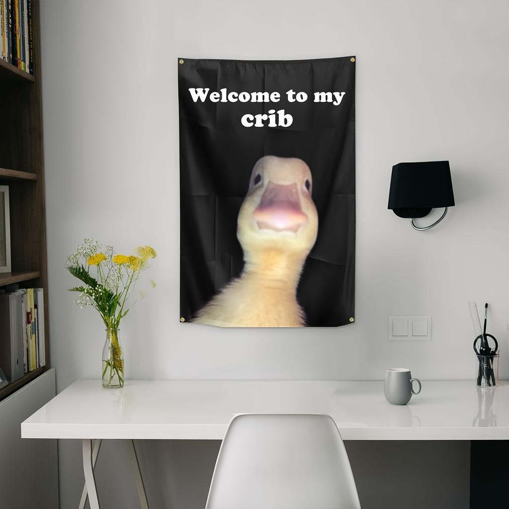 VIKAMA Whimsical Duck Slogan Tapestry Playful Home Decor Tapestry Suitable for Living Rooms and Bedrooms Home Furnishing Accent