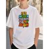 European Size Boys Round Neck Short Sleeved T Shirt with Unique English Print  It's Never Too Late To Try Again