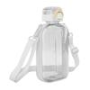 750ml 25oz Large Capacity Motivational Water Bottle Portable Sports Water Kettle with Time Marker Shoulder Strap White