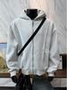 Men's 400g Heavy Gray Deconstructed Zip-Up Hoodie