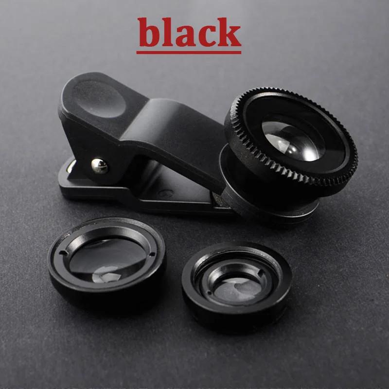 3 in1 Fisheye Wide Angle Micro Camera Lens for iPhone Xiaomi Redmi 3IN1 Zoom Fish Eye Len on Smartphone Lenses with Phone Clip