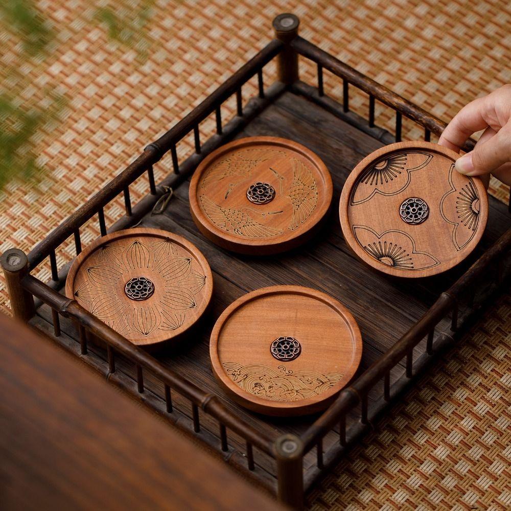 Solid Wood Line Incense Burner Handmade Incense Stove Thread Incense Insert Base Indoor Use