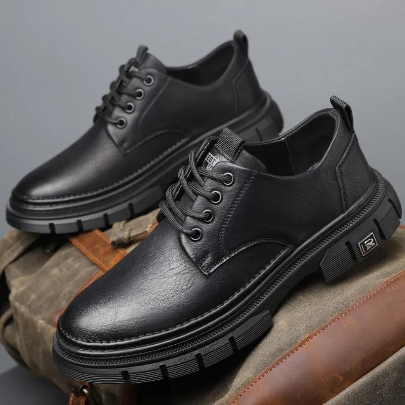 Spring Autumn Platform Shoes for Man Designer Soft-soled Casual Men's Driving Shoes Solid Color Business Men Dress Shoes