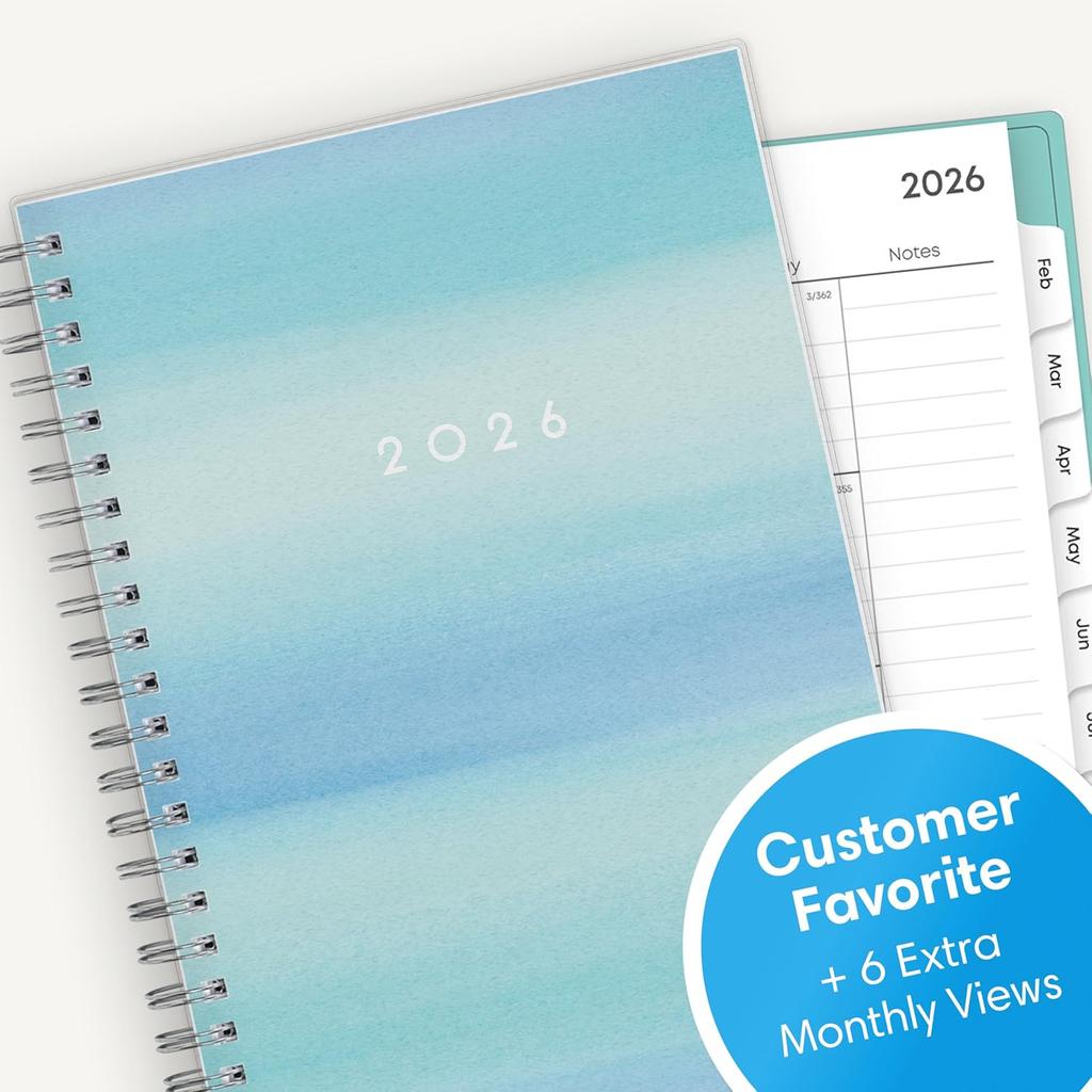 Blue Sky 2026 Weekly and Monthly Planner Calendar, January 2026 - December 2026, 5" x 8", Flexible Frosted Cover, Laminated Tabs, Durable Twin Wire