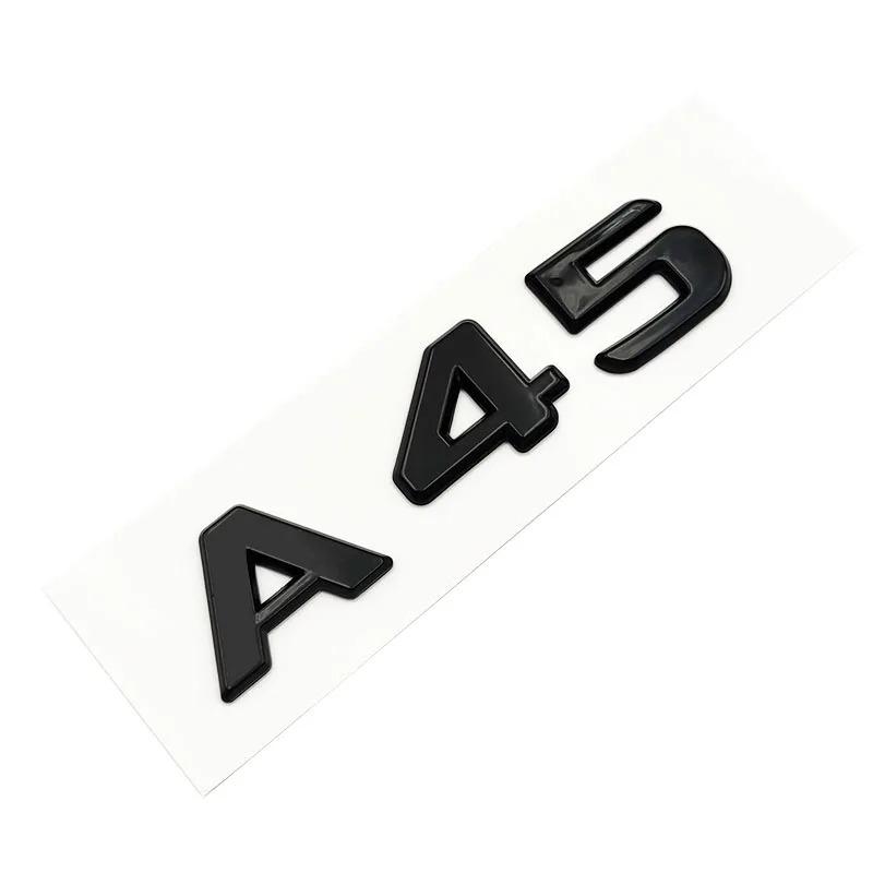 ABBN1 3D ABS Chrome Glossy Black A 45 Logo A45 Emblem Letters Auto Sticker Nameplate Car Trunk Badge For A45 Accessories