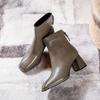 High-heeled short boots women's autumn and winter new women's boots square head thin boots thick heel medium tube Martin boots women's style