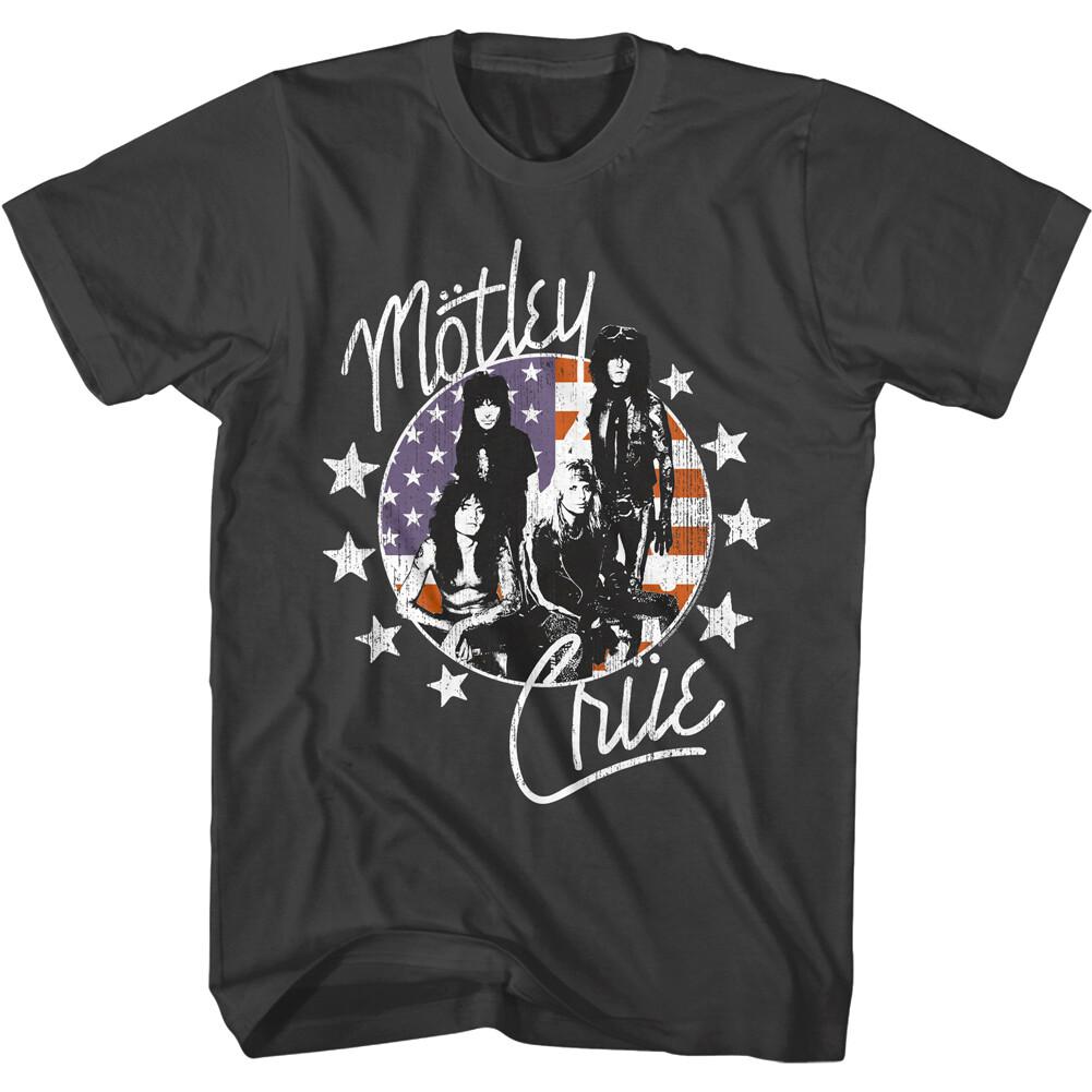 Motley Crue Stars Stripes Men T Shirt USA Rock Band American Concert Flag XXXXL