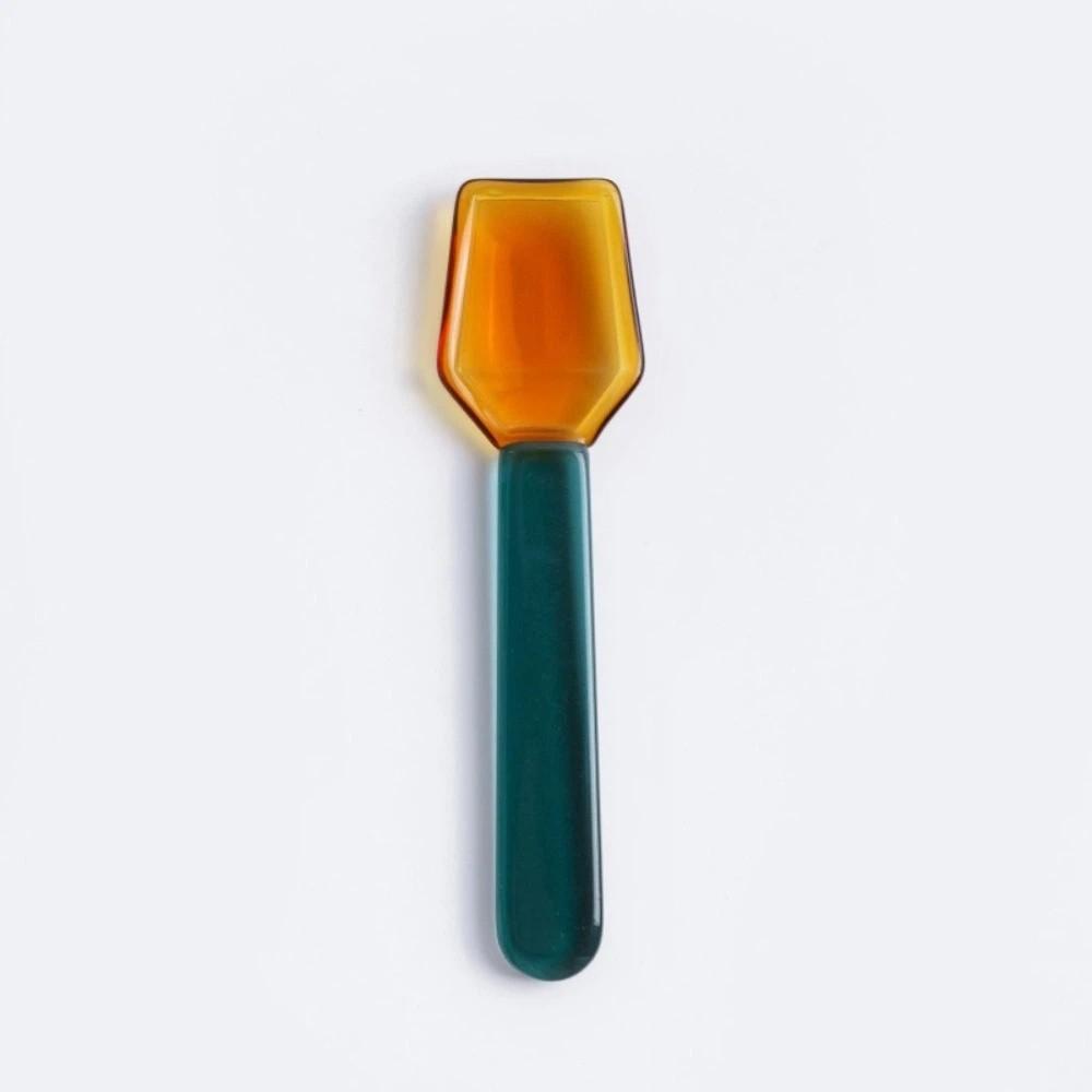Colorful Glass Dessert Spoon Heat Cold Resistance Ice Cream Spoon Stirring Spoon  Restaurant
