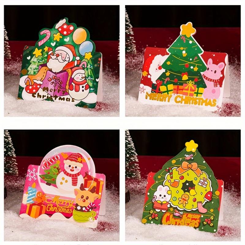 5/10pcsGold Stamping Christmas Greeting Card Christmas Tree Santa Claus Snowman Reindeer Flower Shop Bakery Hand Gift Friend Gif