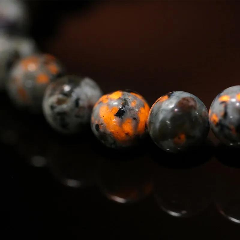 Natural Flame Stone Beaded Bracelet Men Women Powerful Chakra Yooperlite Fire Stone Energy Meditation Fengshui Bangle Jewelry