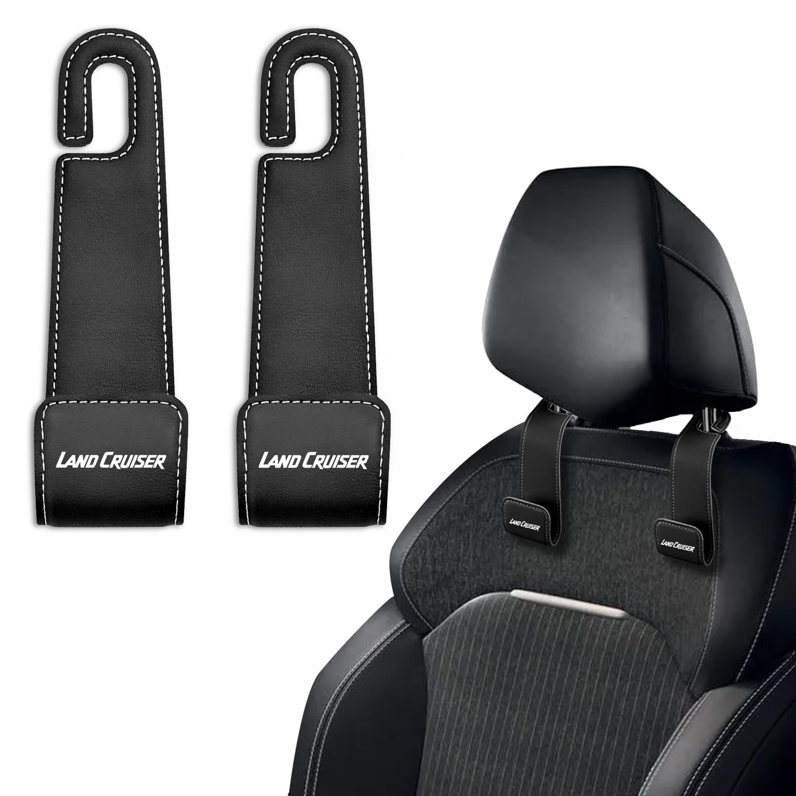 

XYHGM Крючки на подголовник Toyota Land Cruiser для серии LAND CRUISER 250 с эксклюзивной грузоподъемностью 30 кг, из ПУ кожи, автомобильные, скрытые, на сиденье, для передней части и интерьера автомобиля чёрный