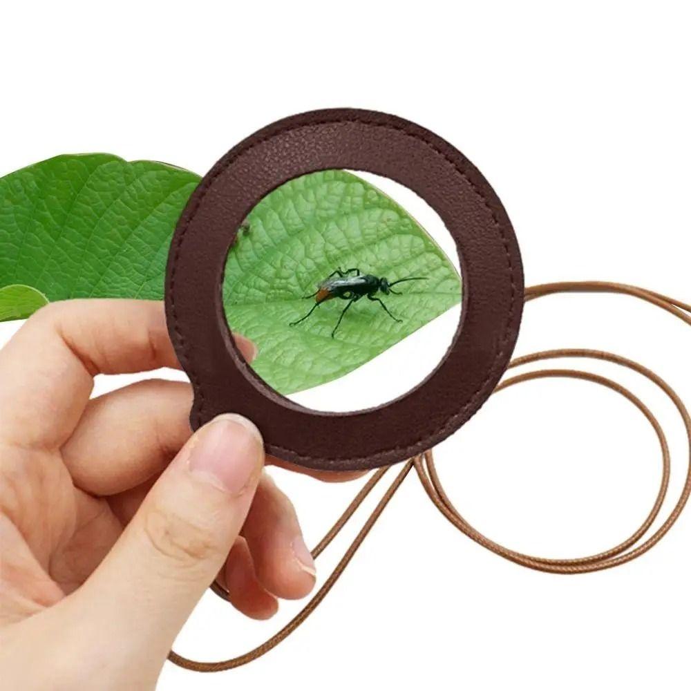 Leather Strap Magnifying Glass Necklace Handheld Magnifier Pendant Mini Magnifying Glass  Reading