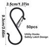 50pcs Heavy Duty S Hook with Safety Latch Design for Kitchen Bathroom Bedroom Hanging Pans Pots Coats Bags Plants Utility Hooks