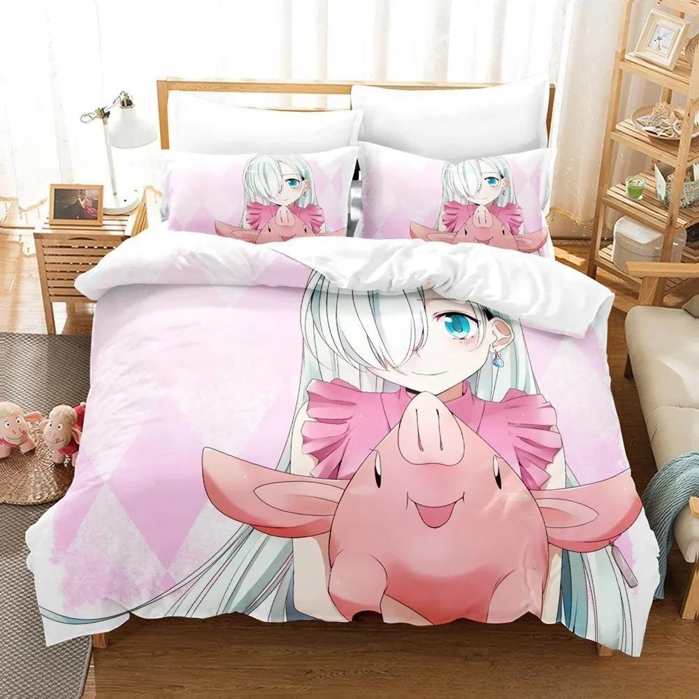 3D Anime Escanor The Seven Deadly Sins Sängkläder Set Enkelt Twin Full Queen King Size Sängset Vuxen Barn Sovrum Påslakanset