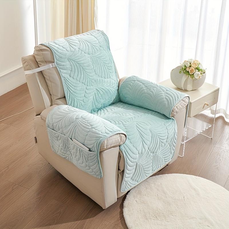 1pcs Plush Thickened Recliner Chair Cover with Adjustable Straps Chair Cover Protector for Bedroom Living Room Home Decoration