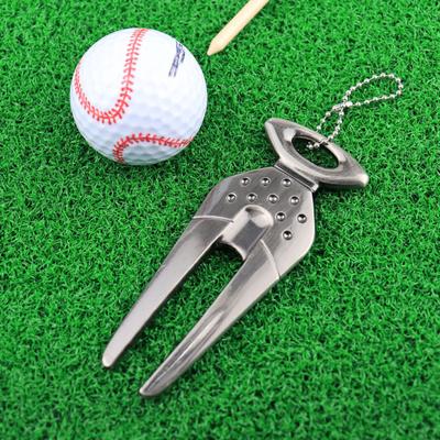Golf Divot Tool Reusable Non-fading Mark Tool Zinc Alloy Golf Pitchfork Golf Training
