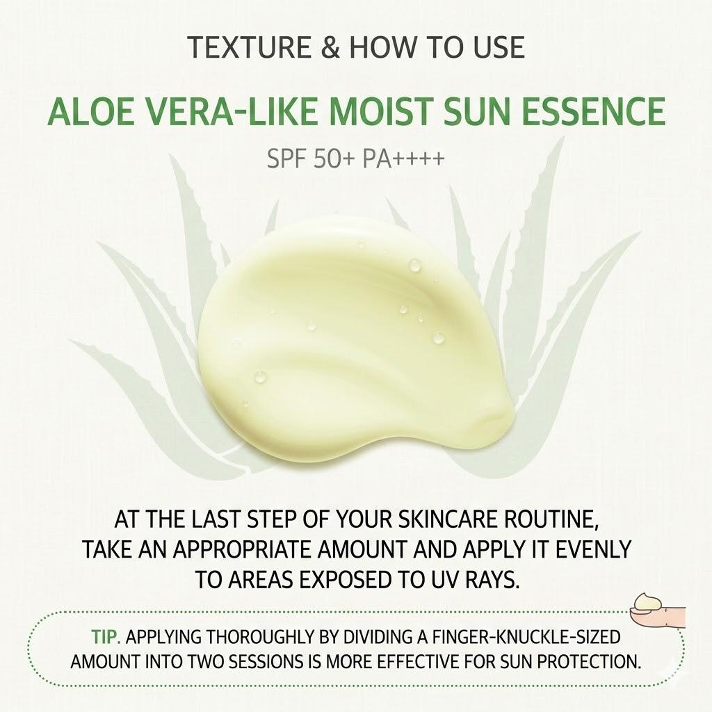 [KWAILNARA] Aloe Vera Moisture Aqua Soothing Sun Essence - SPF50+ PA++++ Hydrating Cooling Sunscreen, 50g | Olive's K-beauty