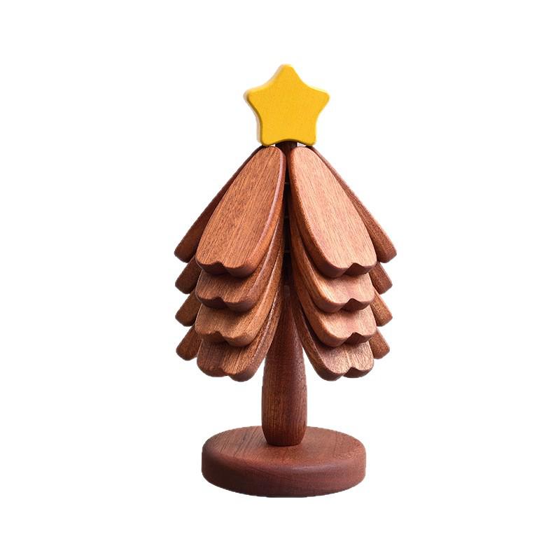 High-End Christmas Tree Insulated Placemat & Pot Holder – Creative Solid Wood, Heat Resistant Table Decoration.