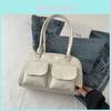 Retro College Style Pu Shoulder Bag For Students With Large Capacity And Zip Closure