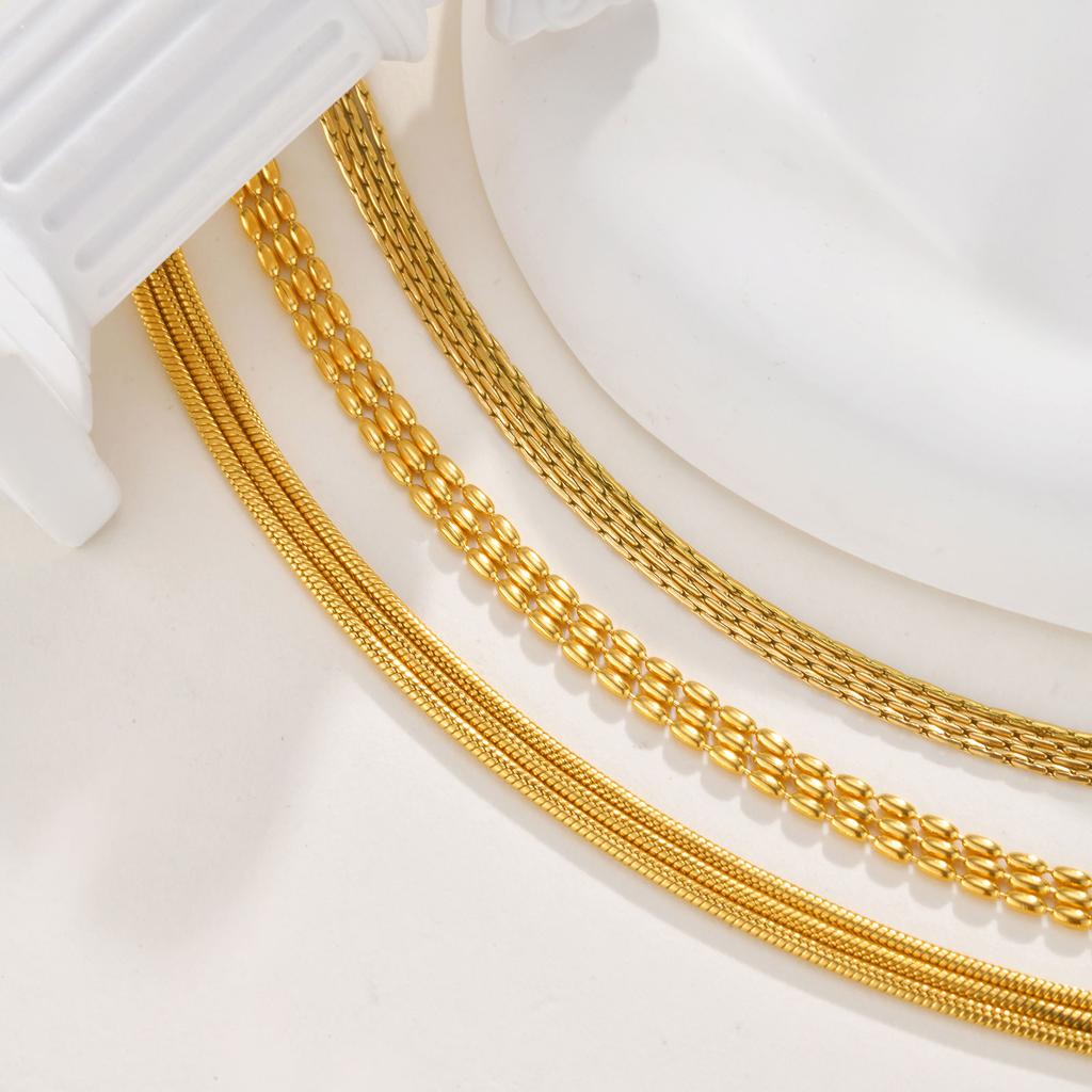 Layered Stacking Bracelet Bracelets for Women,Stainless Steel Hammer Olive Bead Snake Chain Bracelets,Fashion Jewelry Gift