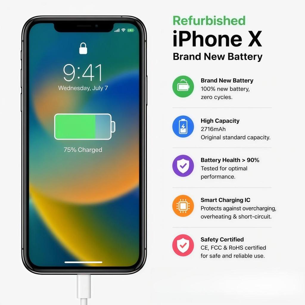 Refurbished Apple iPhone X 5.8'' 3GB RAM 256GB ROM All Colors 4G LTE Unlocked Smartphone With Single SIM