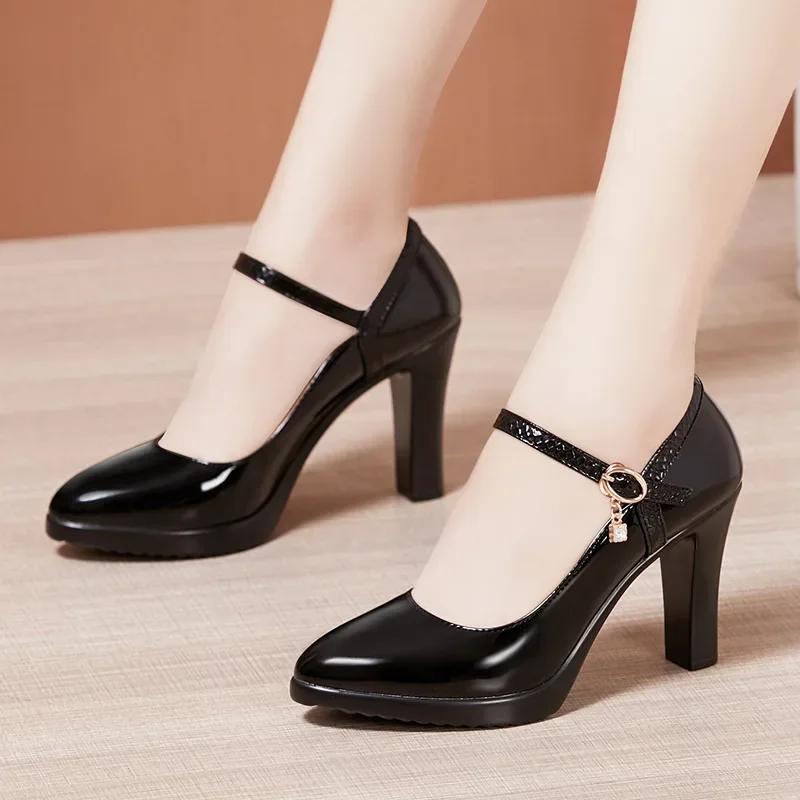 8 10 13cm Small Size 32-43 Elegant Thick Bottom Platform Pumps Women 2025 Fall Block High Heels Shoes Dress Model Office Party