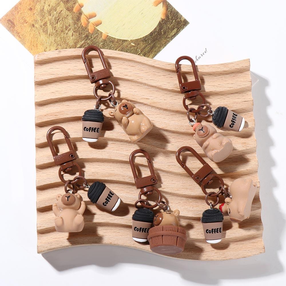 Bag Charm Capybara Phone Pendant Resin Capybara Car Key Ring Kapibala Key Chain  Birthday Kids Gift