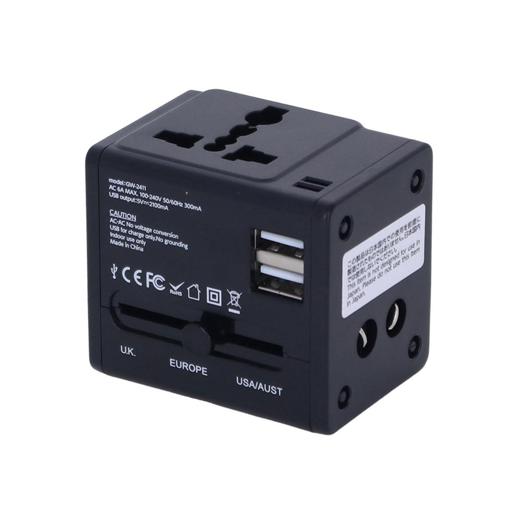 gowell International Adapter Plug Power Strip with 2 USB Compatible with and Charging in the and Taiwan Ports, Multi-Purpose Adapter, Outlets,