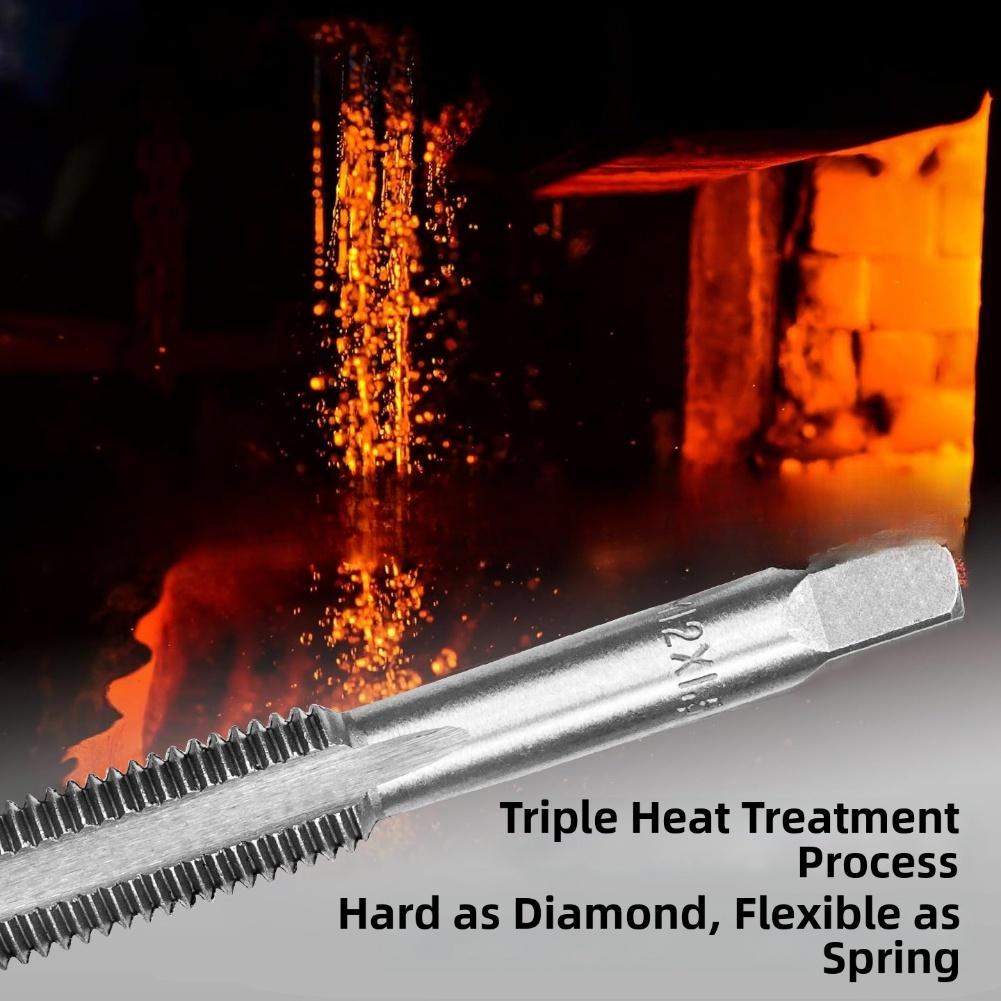 Metric Tap Set For Precise Threading Smooth Chip Removal Triple Heat Treatment Anti Slip Grip T-Handle For Professional Work