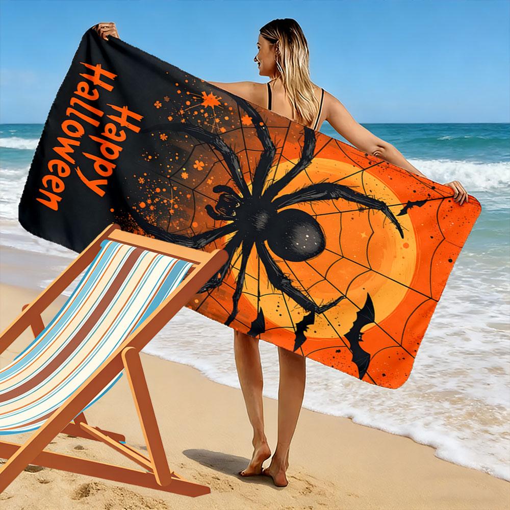 Spooky Spider Web Elegance Print Beach Towel, Quick Drying, Suitable for Travel, Outdoor Sports, Jogging, the Beach and Swimming, Gift