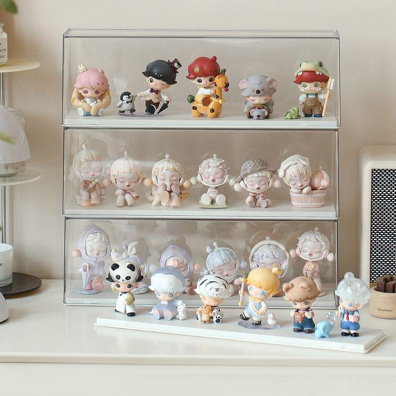 Action Figures Storage Box Acrylic Bind Box Doll Display Rack Stacktable Doll Toy Storage Box Transparent Doll Showing Cabinet