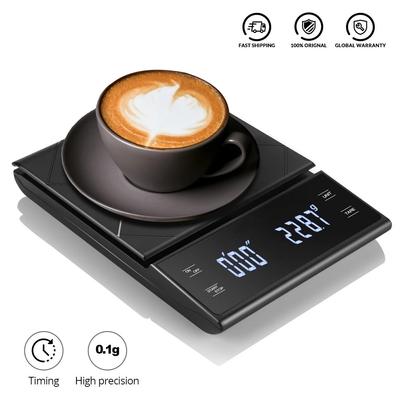 Küchenwaage, elektronische Präzisionswaage mit Timer, intelligente digitale Kaffeewaage, tragbare Haushalts-Lebensmittelwaage mit Pad, 3 kg/0,1 g
