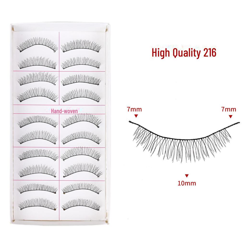 217 handgefertigte falsche Wimpern – 10 Paar im natürlichen Stil, gekreuzter Baumwollstiel für Bühnen-Make-up