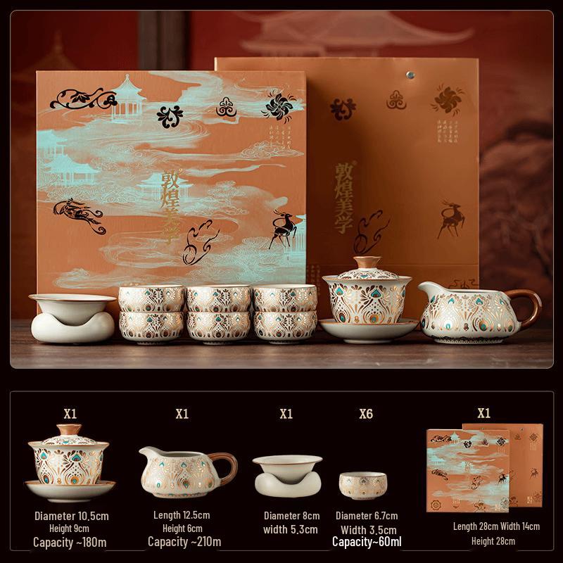 Dunhuang Phoenix Plume Ru Kiln Kung Fu Tea Set