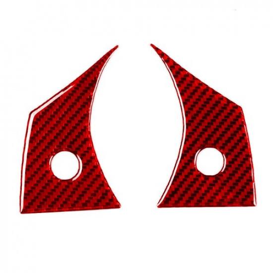 Red Carbon Fiber Interior Steering Wheel Button Cover Trim For Tesla Model Y/3