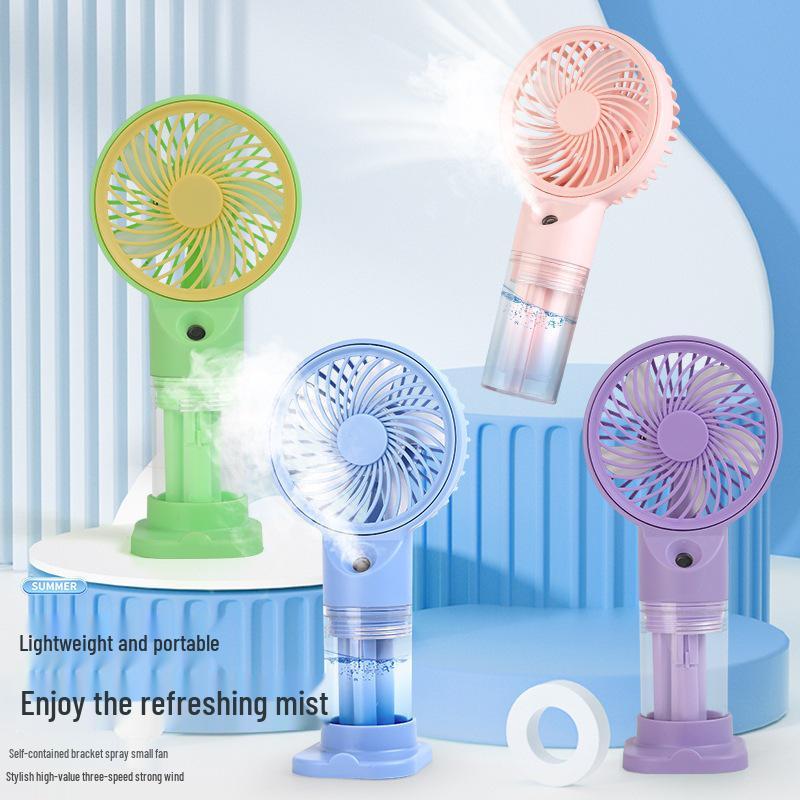 Long-Lasting Portable Desktop & Handheld Mini Fan with Humidifying Spray