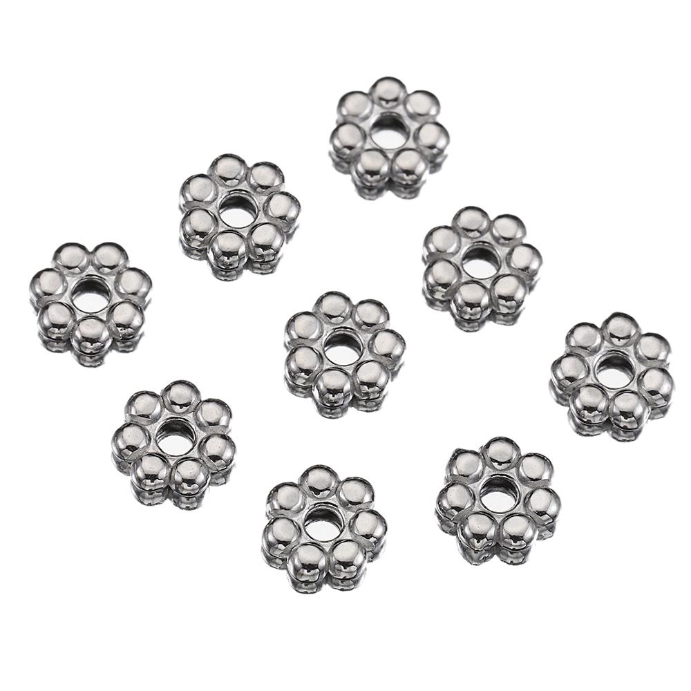 50pcs Stainless Steel Gold Color Daisy Spacer Beads Mini Spacer Beads Charms Pendants for Bracelet Necklace Jewelry Making DIY