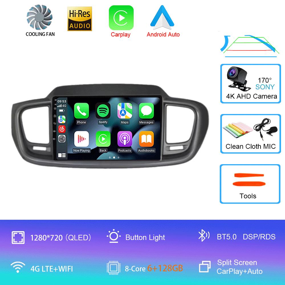 Car Radio Android 14 Carplay Auto 4G+WIFI For Kia Sorento 3 2015 2016 2017 2018 GPS Navigation Multimedia Video Player Stereo BT