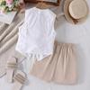 Girls' Casual Outfit - Summer Children's Elegant V-neck Short Pants Set
