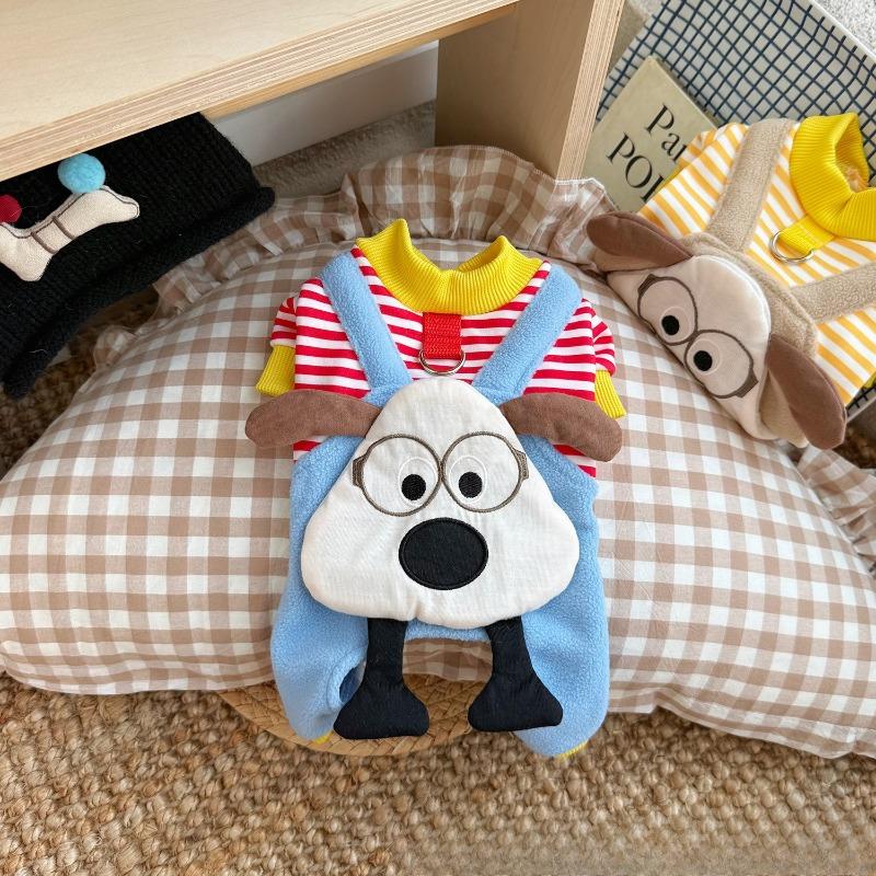 Winter and Autumn Dog Four-legged Clothes, Pet Cat Clothes, Small Medium-sized Puppies' Thick and Warm Sleeping Clothes
