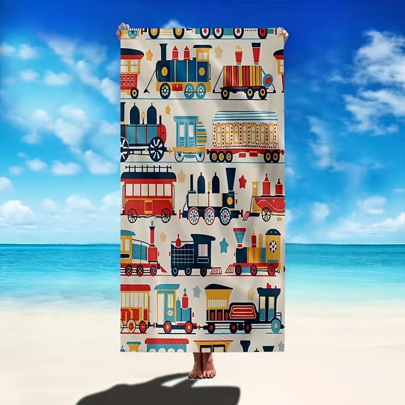Vintage Train Microfiber Beach Towel 300GSM Soft Quick Dry Lightweight Swim Camping Travel