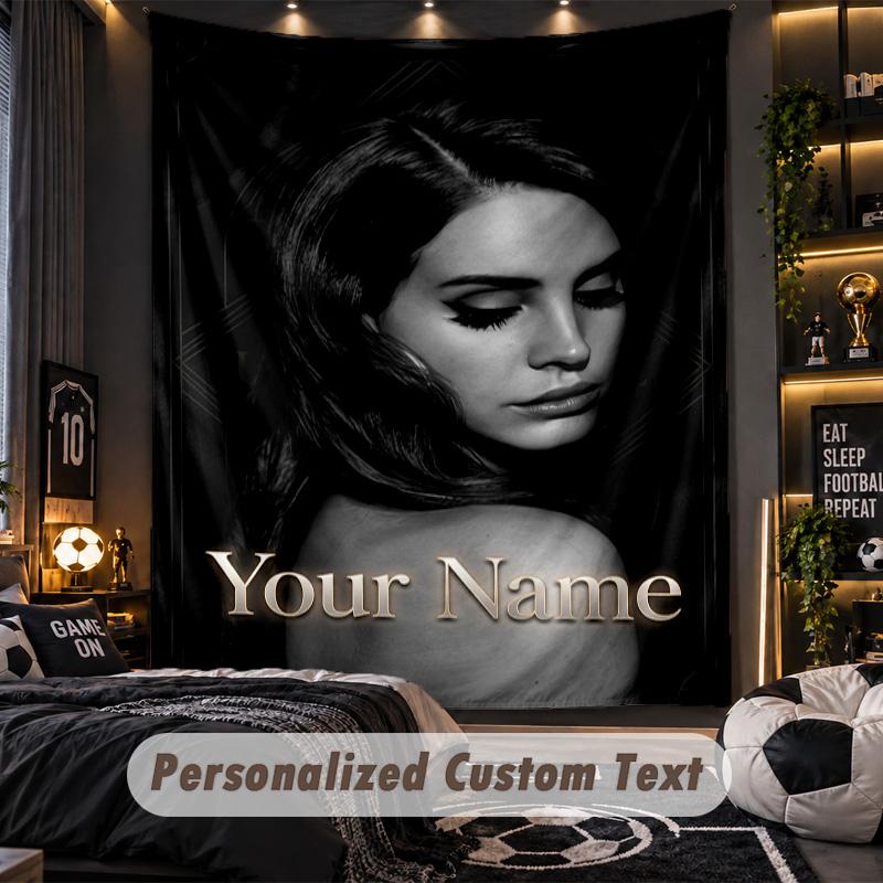 Personalisierte Wandtapisserie, Lana Del Rey Individuell Bedruckter Name, Stoff-Wandkunst für Innenraum-Hintergrund